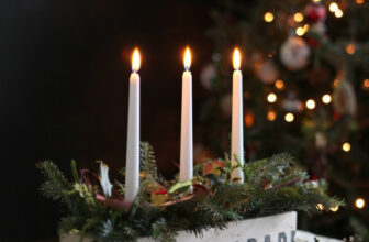 Rustic and Natural Christmas Candle Centerpiece