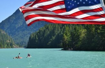 Turquoise lakes, waterfalls in North Cascades National Park