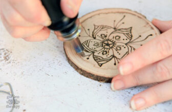 Wood Burned Coasters with Floral Pyrography